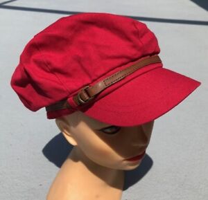 NWT Nine West Red Denim Lined Cabbie Hat