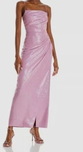 $595 Halston Women Pink Alania Pleated Sequined Gown Size 4 - Picture 1 of 3