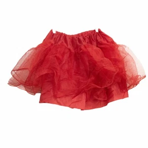 Red Tutu Girls Skirt Red Polyester Christmas Dance Costume Tulle Pull On Size L - Picture 1 of 7