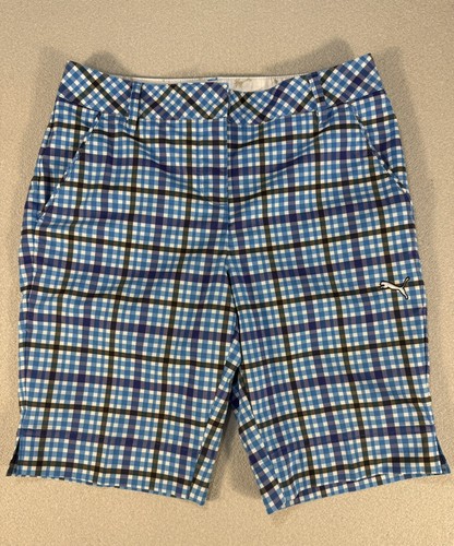 Bermuda PUMA Golf corto donna 2 blu a quadri elasticizzato piatto davanti leggero