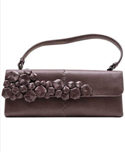Bottega Veneta Flora Dark Brown Karung Leather Shoulder Bag