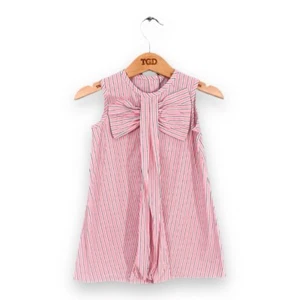 Baby Girls Pink White Black Striped Sleeveless Summer Dress Age 3-6 months - Picture 1 of 4