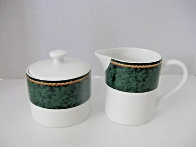 Hallmark Home Sakura Holiday Abundance Creamer & Sugar Porcelain White Green - Image 1 of 4