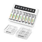 8 Bay Battery Charger with LCD Screen Fast Charging, AA AAA Battery Charger w...
