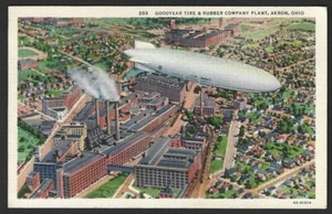 Zeppelin: US Navy Luftschiff über Akron Vintage Postkarte - Bild 1 von 2