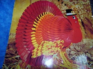 vtg Turkey Thanksgiving  Center Piece American Greetings Honeycomb Decoration - Picture 1 of 4