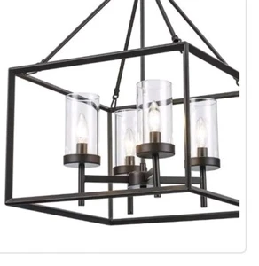 Hampton Bay Lainey 4-Light Bronze Chandelier Light Fixture w7 Clear Glass Shades - Picture 1 of 10