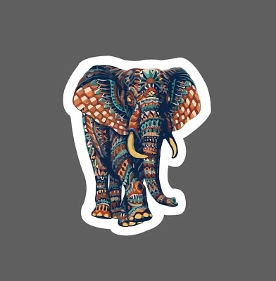 Elephant Sticker Ornate Pattern Waterproof Animal Art Wildlife Gift NEW - Image 1 of 3
