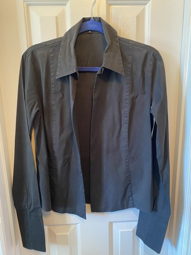 GUCCI Camicia Vintage Colore Nero Donna Taglia 42 Misto Seta Made in Italy