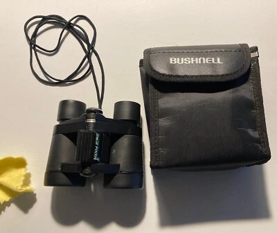 Bushnell Compact Binoculars, 4x30 Insta Focus Powerview w/ Case + Cloth, VTG - Image 1 of 4