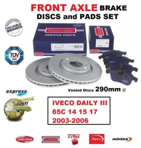 FRONT AXLE BRAKE PADS + DISCS (290mm) for IVECO DAILY III 65C 14 15 17 2003-2006 - Picture 1 of 1