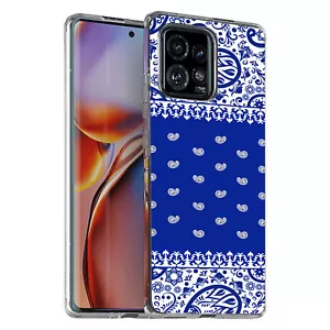 For Motorola (Edge,One 5G,Ace,UW,X40,30),Slim Cover,Paisley Blue Print,USA - Picture 1 of 21