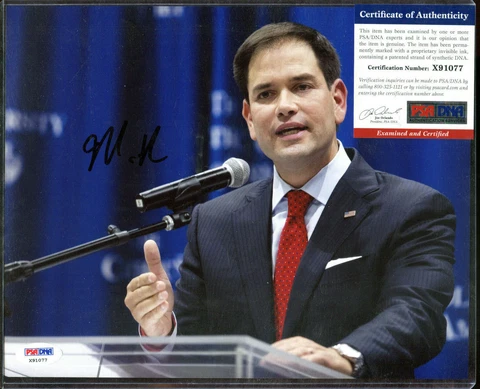 Marco Rubio signed 8x10 photo PSA DNA Cover