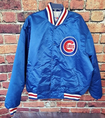 Vintage Starter Chicago Cubs Satin Jacket XXL Blue Made In USA Cover