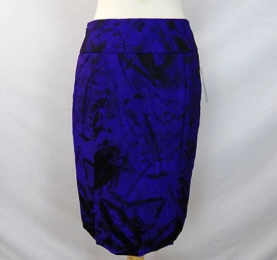 NUEVO CON ETIQUETAS $345 FALDA LÁPIZ JACQUARD ARRUGADA NEGRA PÚRPURA CARLISLE VINTAGE tallas 0 2 4 6 Foto 1 de 4