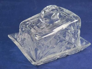 VINTAGE CUT GLASS Cheese Dish Floral Pattern - Picture 1 of 5