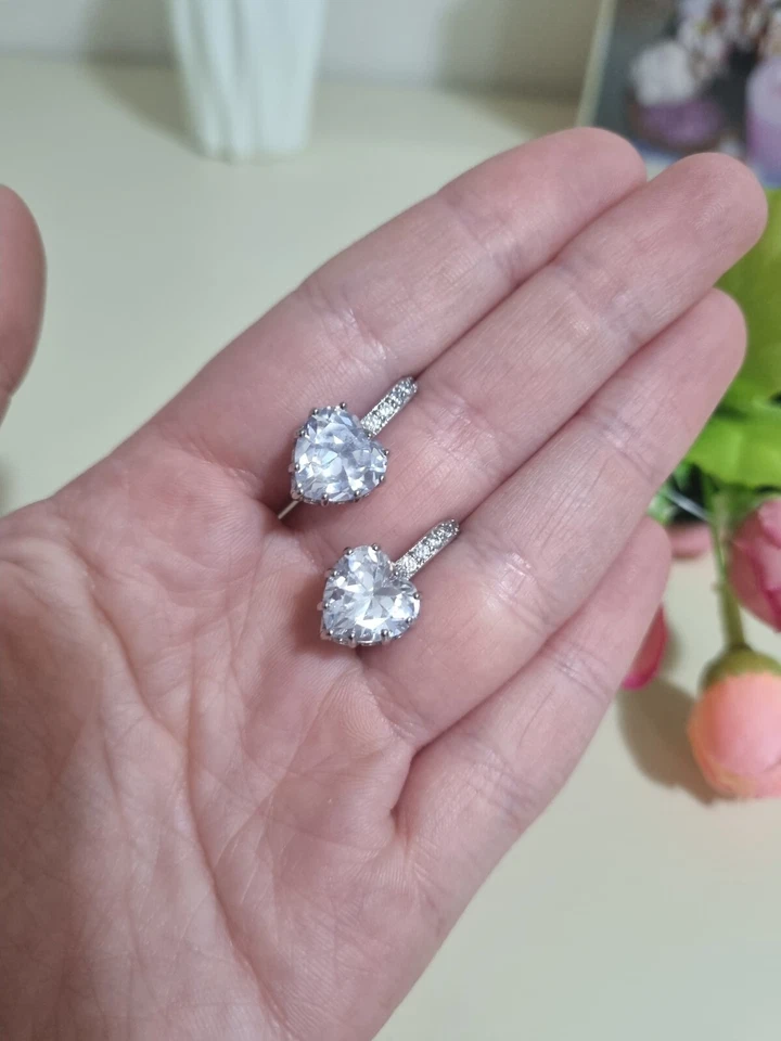 Orecchini cuore trasparente argento 925 NUOVI - Immagine 1 di 4