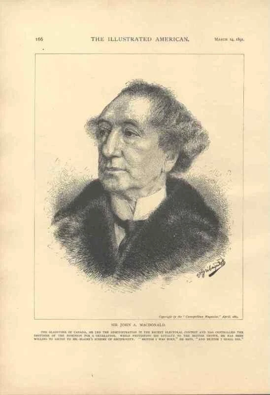 Sir John A Macdonald Tory Premier Canada Elections 1891 Wilfred Laurier Article - Image 1 of 1