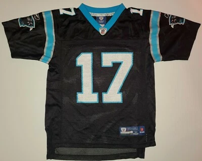 Camiseta deportiva negra Reebok Jake Delhomme #17 Carolina Panthers juvenil mediana (10-12) Foto 1 de 3