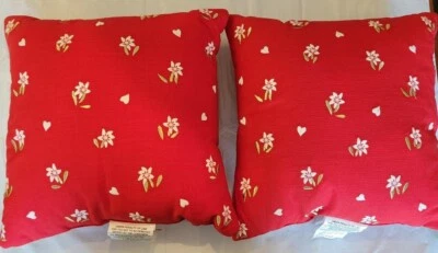 2x Umbral 18” Almohada Bordada Flor Roja San Valentín Foto 1 de 4