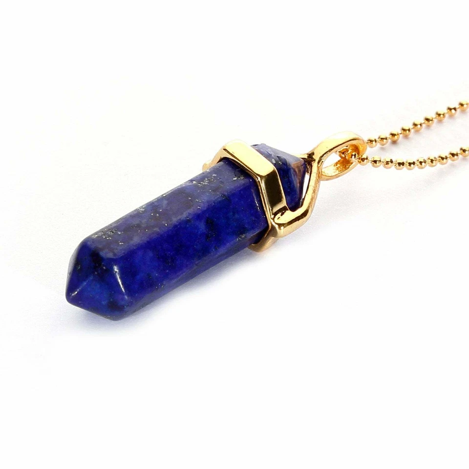 Lapis Pendulum Pendant Healing Point Size 40x8mm Gold Chain - Image 1 of 1