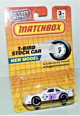 1993 MATCHBOX MB 7 White Ford T-Bird STOCK CAR 17 Maui Graphic Goodyear Racing - Image 1 of 3
