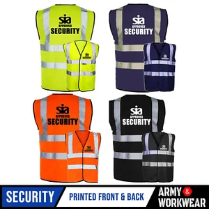 Hi Viz Vest SIA Approved Security Waistcoat High Visibility Reflective Workwear - Imagen 1 de 4