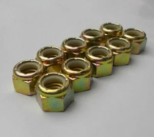 Nylon Lock Hex Nut 7/16"-14 Coarse Thread " 10 Nuts " Grade 8 Zinc 7/16-14 - Picture 1 of 4