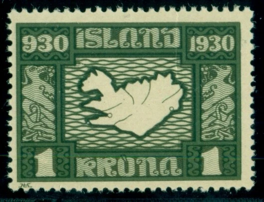ISLANDIA #163P, 1kr prueba del Parlamento, sin goma de mascar como se emitió, en muy buen estado, $25,00 Foto 1 de 1