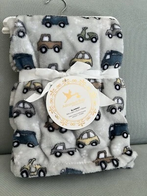 Manta Adirondack My Cozy Baby Coches Camiones Vehículos Estampado Gris Suave Acogedor Peluche Foto 1 de 4