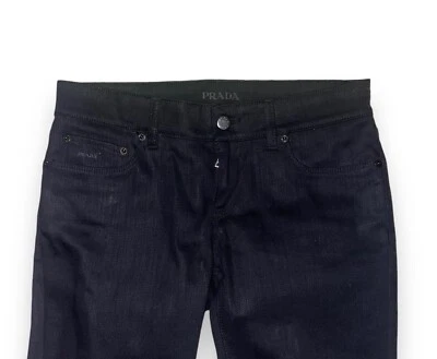 Pantalones de mezclilla para mujer PRADA Contour Fit negros talla 6 US 26 IT Designer lavado oscuro nuevos sin etiquetas Foto 1 de 4