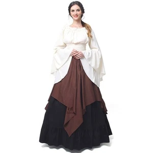New European Long Sleeve Dress Women's Medieval Clothing - Picture 1 of 9