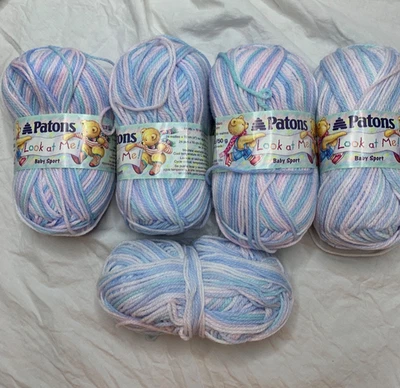 Patons Look At Me Baby Sport Yarn Lot of 5 Foto 1 de 4