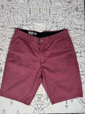 Volcom Chino Shorts Men’s 32 Maroon 10” Flat Front - Image 1 of 4