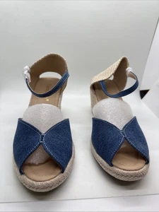 Sandali con zeppa Alexis Leroy denim punta aperta 7-7,5 - Foto 1 di 4