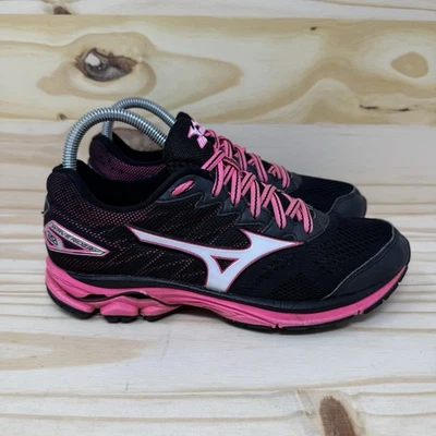 Mizuno Wave Rider 20 Running Shoes Womens Size 7.5 Black Pink Road J1GD170308 - Image 1 of 4