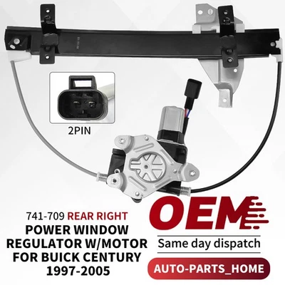 Rear Right Pair Power Window Regulator w/ Motor For Buick Century Regal 741-709 - Image 1 of 4