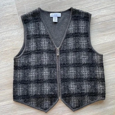 Chaleco Suéter Gris y Negro Mezcla de Lana a Cuadros Para Mujer Mediano Academia Grunge Capa  Foto 1 de 4