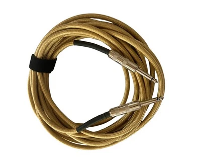 Cable de guitarra de 20' tela trenzada dorada recto y recto Foto 1 de 2