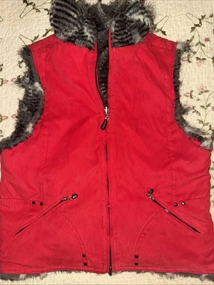 Chaleco para mujer Jamie Sadock negro/rojo reversible mediano cremallera completa golf al aire libre Foto 1 de 4