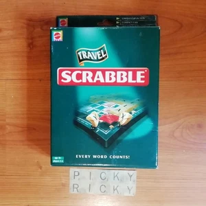 Travel Scrabble Hardcase/Clip on Tiles Mattel/2001 - 100% Complete - Picture 1 of 10