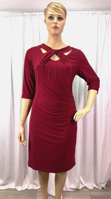 INC International Concepts Red Twist Front Ruched Dress Women’s Size 18W Midi - Image 1 of 4