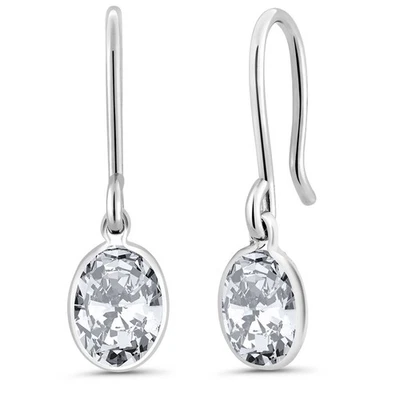 Pendientes colgantes de alambre francés de circonitas de plata de ley 925 para mujer (3,00 Cttw, Foto 1 de 3