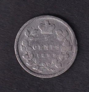 Canada 1899 5c Five Cent Silver Coin Queen Victoria .925 Silver #1 - Picture 1 of 2