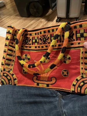Rare Ipa Nima beaded handbag in orange, yellow, and black - Image 1 of 4