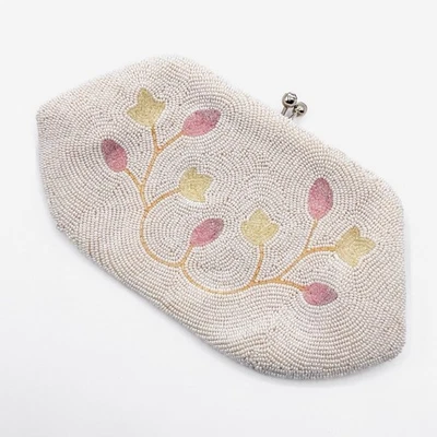Vintage Micro Beaded Clutch Wallet Floral Fairy Coquette Dainty Tulip Japan 1950 - Image 1 of 4