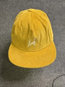 HUF Vintage Giallo Worldwide Velluto a coste Regolabile Camionista Lavoro SnapBack - Foto 1 di 4