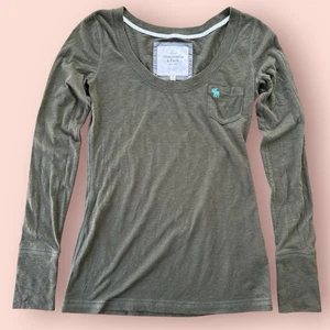 Y2K Abercrombie & Fitch Long Sleeve Top Medium Moose Logo Elena Gilbert Grunge - Picture 1 of 4