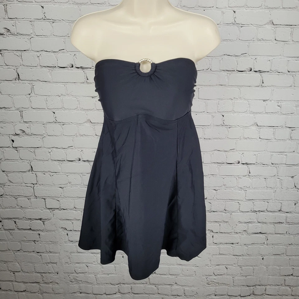 Jones New York Sport Negro Sin Tirantes Acolchado Forrado 1 Pieza Vestido de Baño Traje de Baño 14 Foto 1 de 4