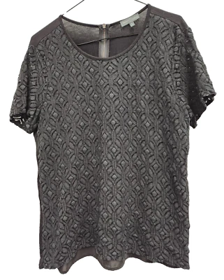 Top de encaje negro Market & Spruce Stitch Fix para mujer XL manga corta mixta Foto 1 de 4